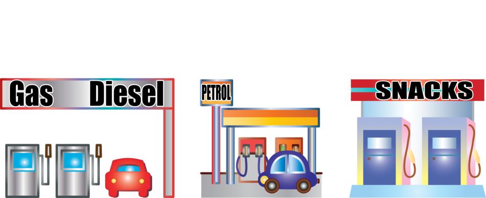 cartoon gas station