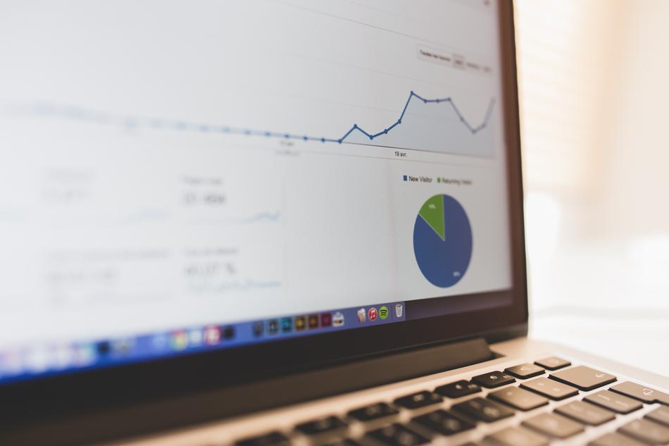 business chart on laptop screen