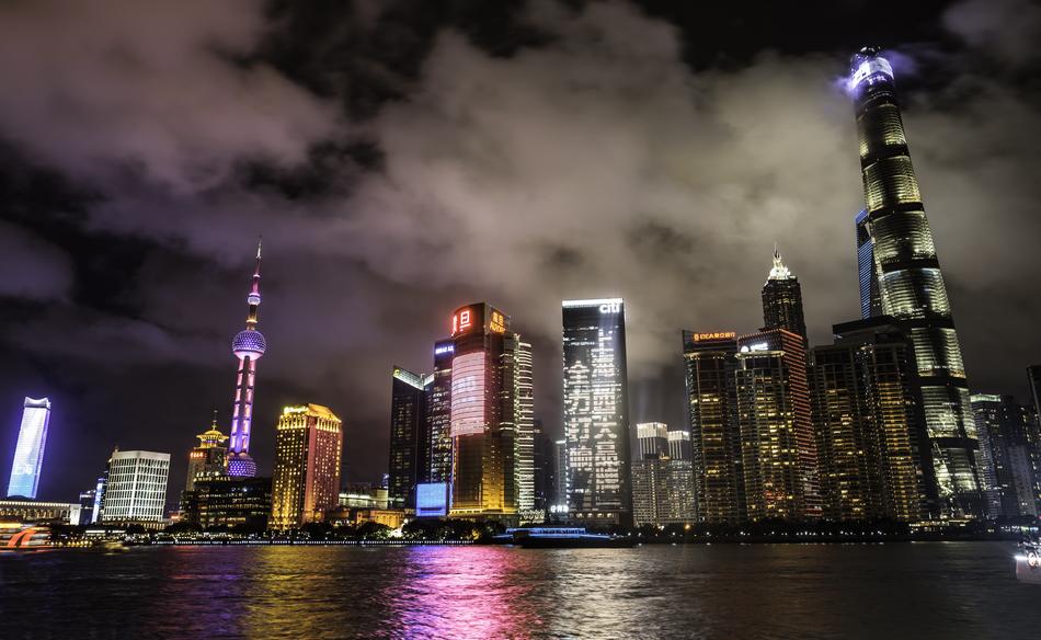photo of skyscrapers of Shanghai in China at night