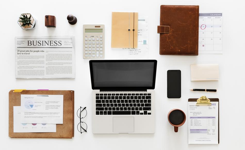 White table with the stuff for accounting