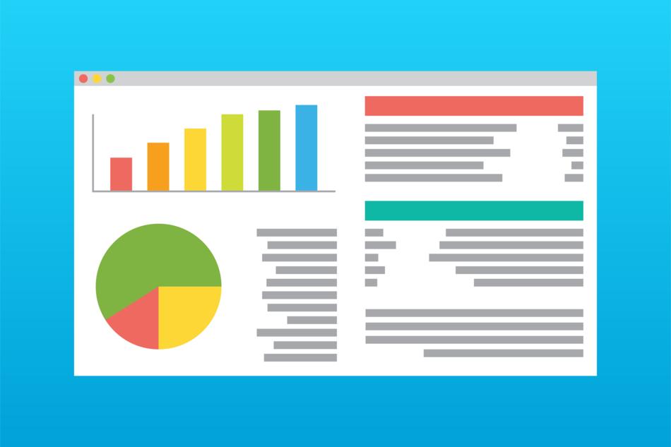 data and chart symbol on blue background