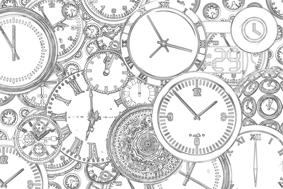 black and white image of a time window