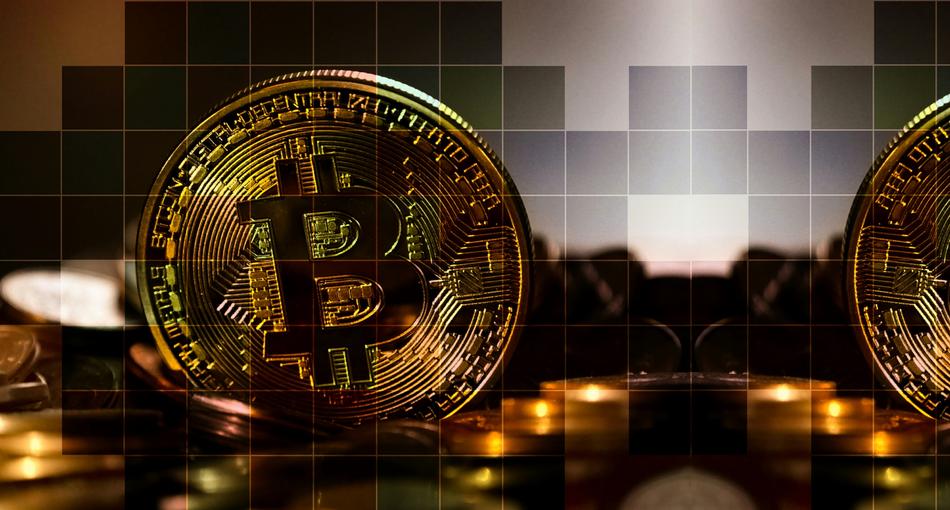 bitcoin coin on blurred background