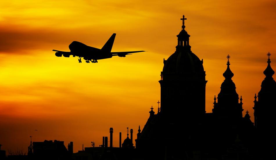 landscape of Plane Flight over city