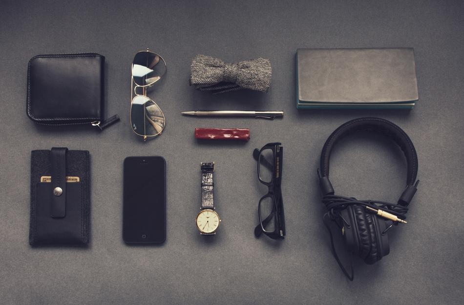 men's gadgets and accessories on the table