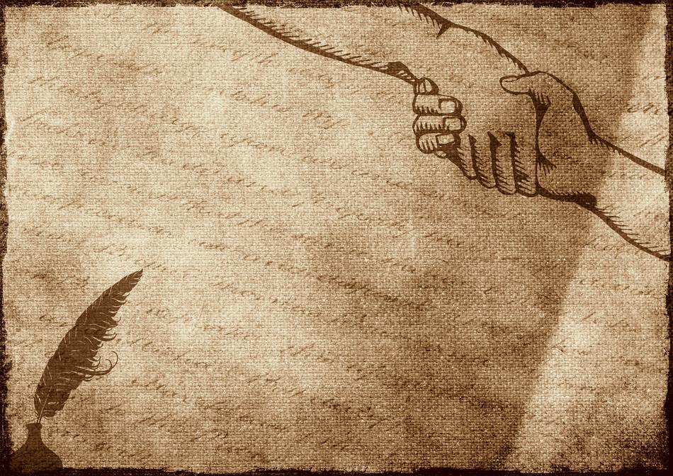 Beautiful drawing the handshake on the contract with text
