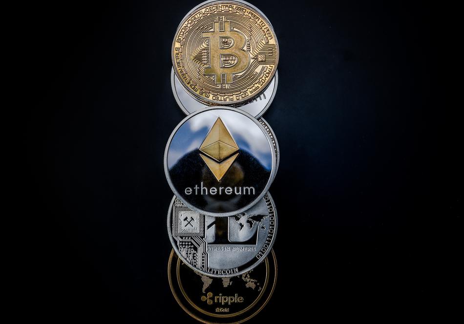 digital currency photo on black background