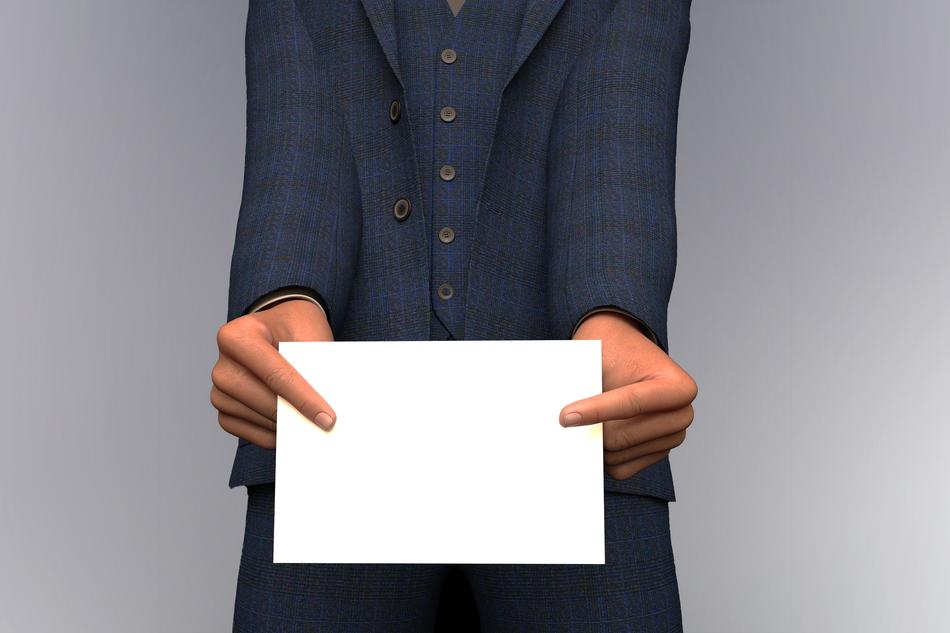 hold an empty blank sheet in your hands