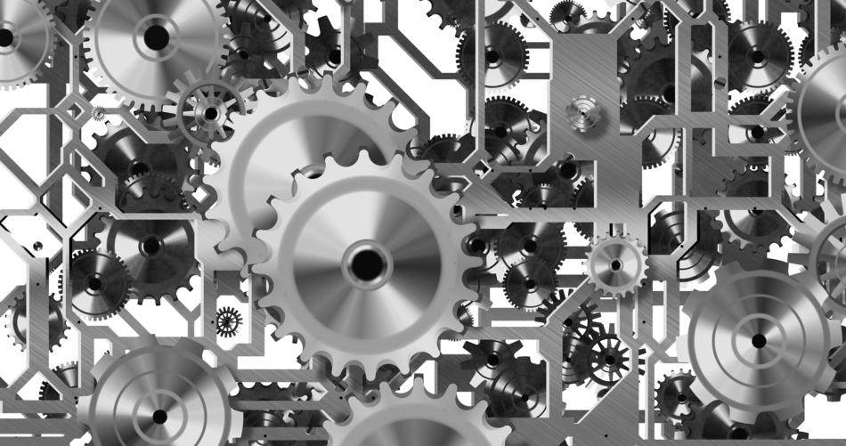 monochrome photo of the mechanism