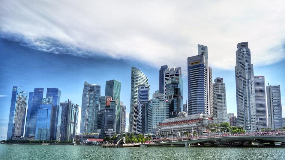 beautiful embankment of modern city, Singapore