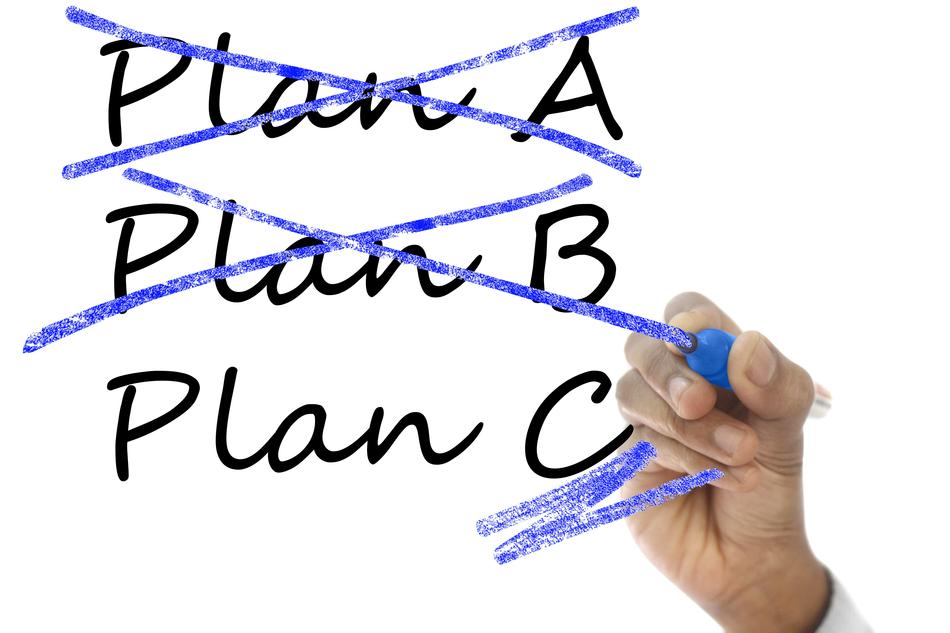 Person, choosing Plan C on white background