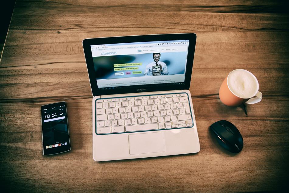 workplace with cappuccino