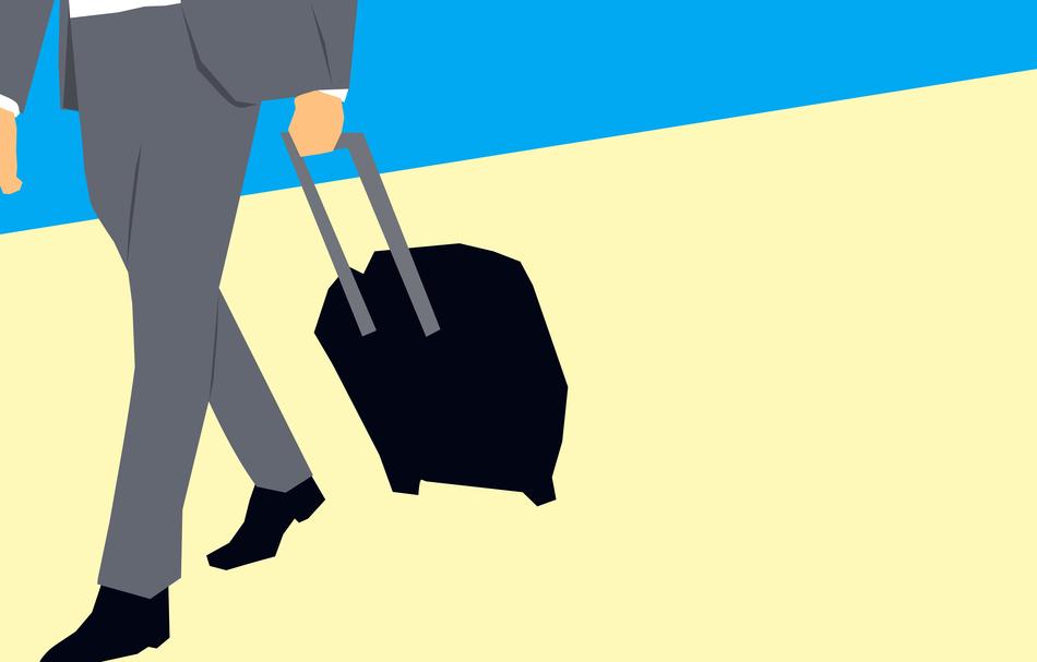 businessmen hold luggage drawing