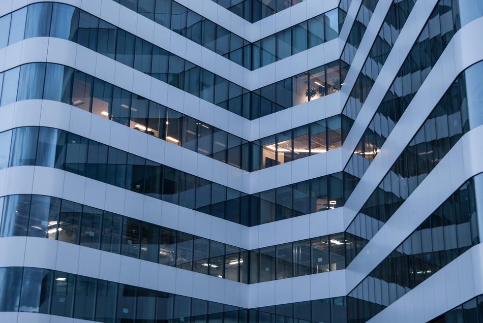Office building with the glass windows