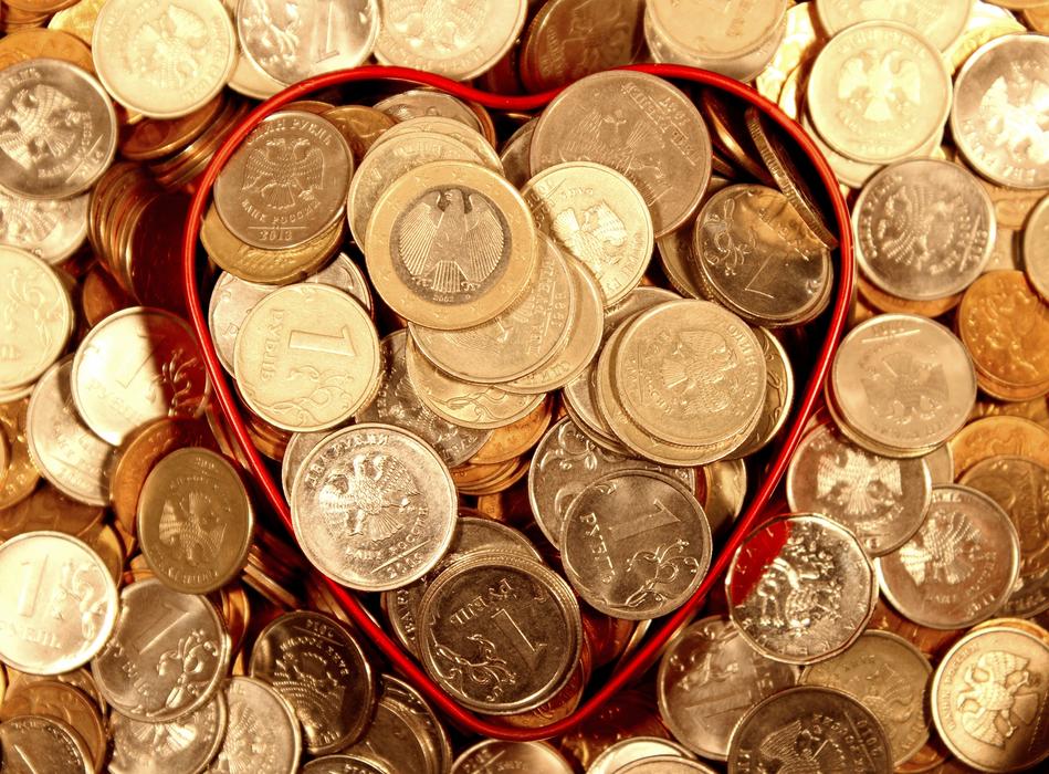 Money Coins and Heart