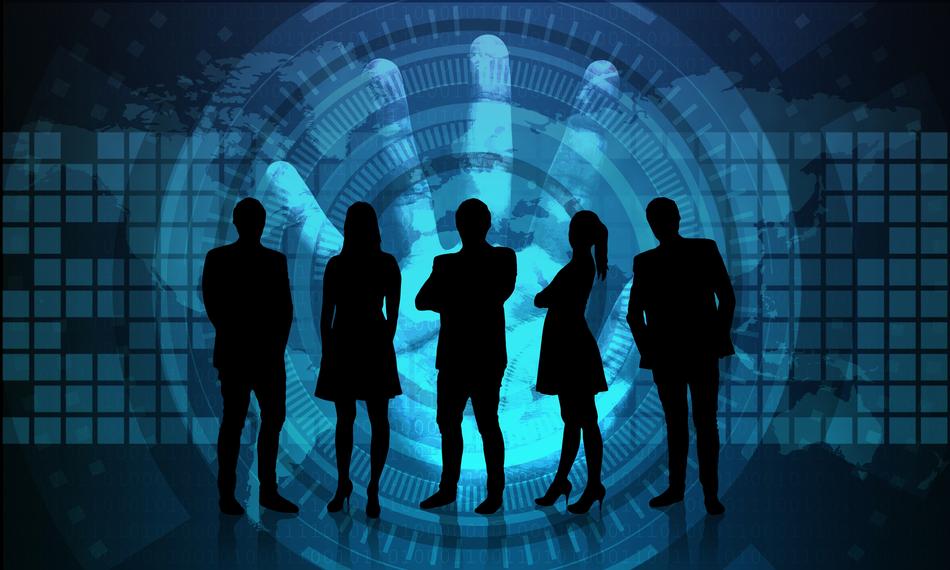 Silhouettes of people for cyber security