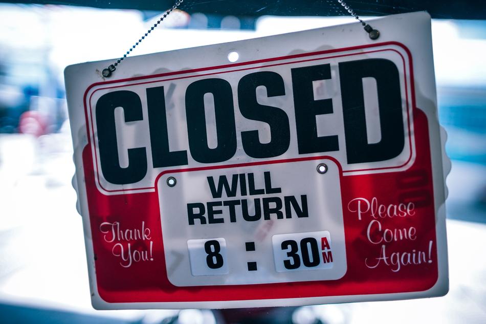 closed as a red sign