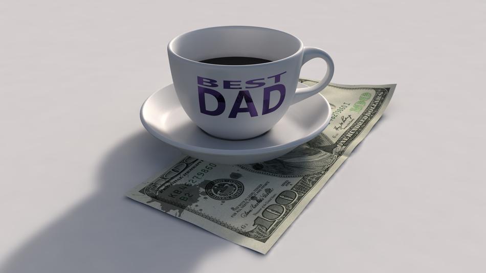 Father’s Day gift, coffee cup on us banknote
