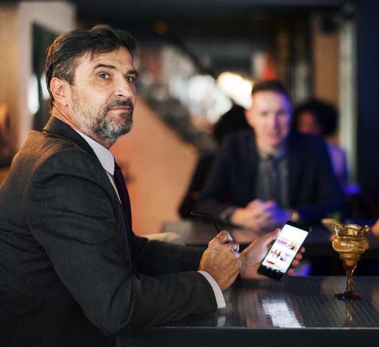 businessman at the table after work