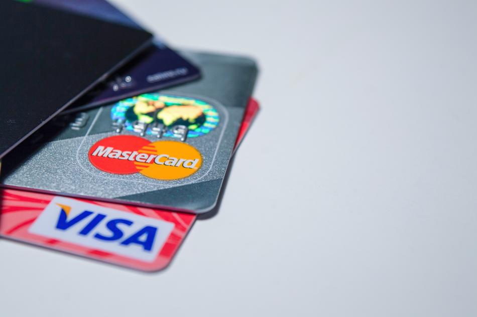 Electronic Payments Cards on the white surface