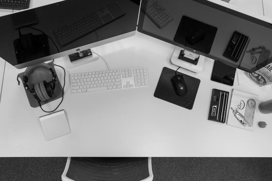 Mac Desktop Computer black and white
