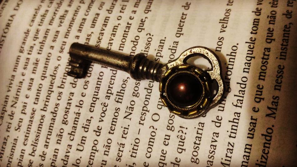 Beautiful key on the page of the book