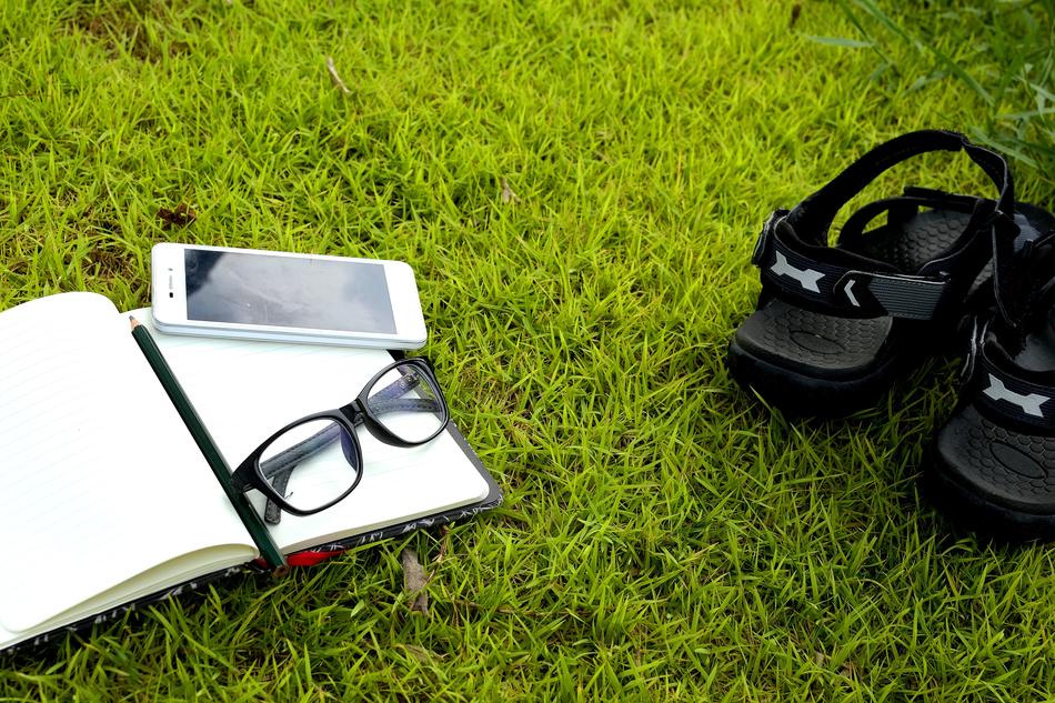 Working items book and glasses