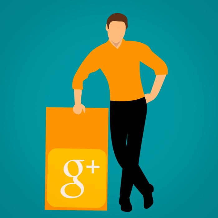 man with google plus sign