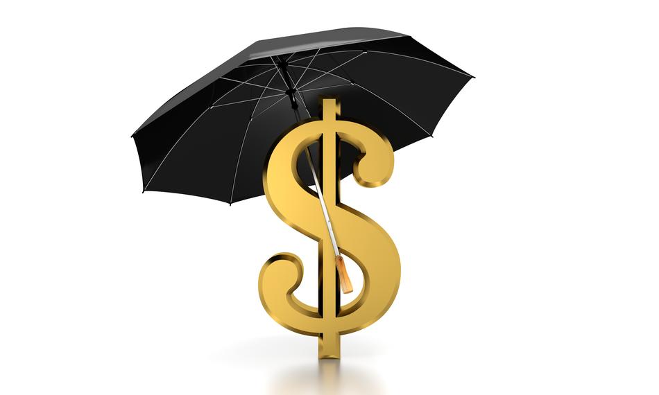 clipart of dollar under umbrella