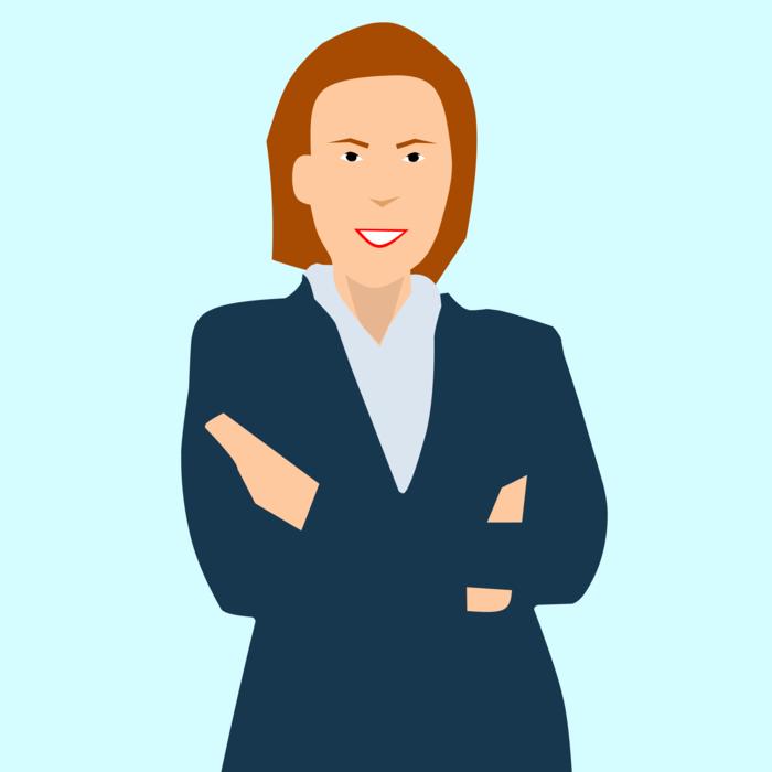 drawn business woman on a blue background