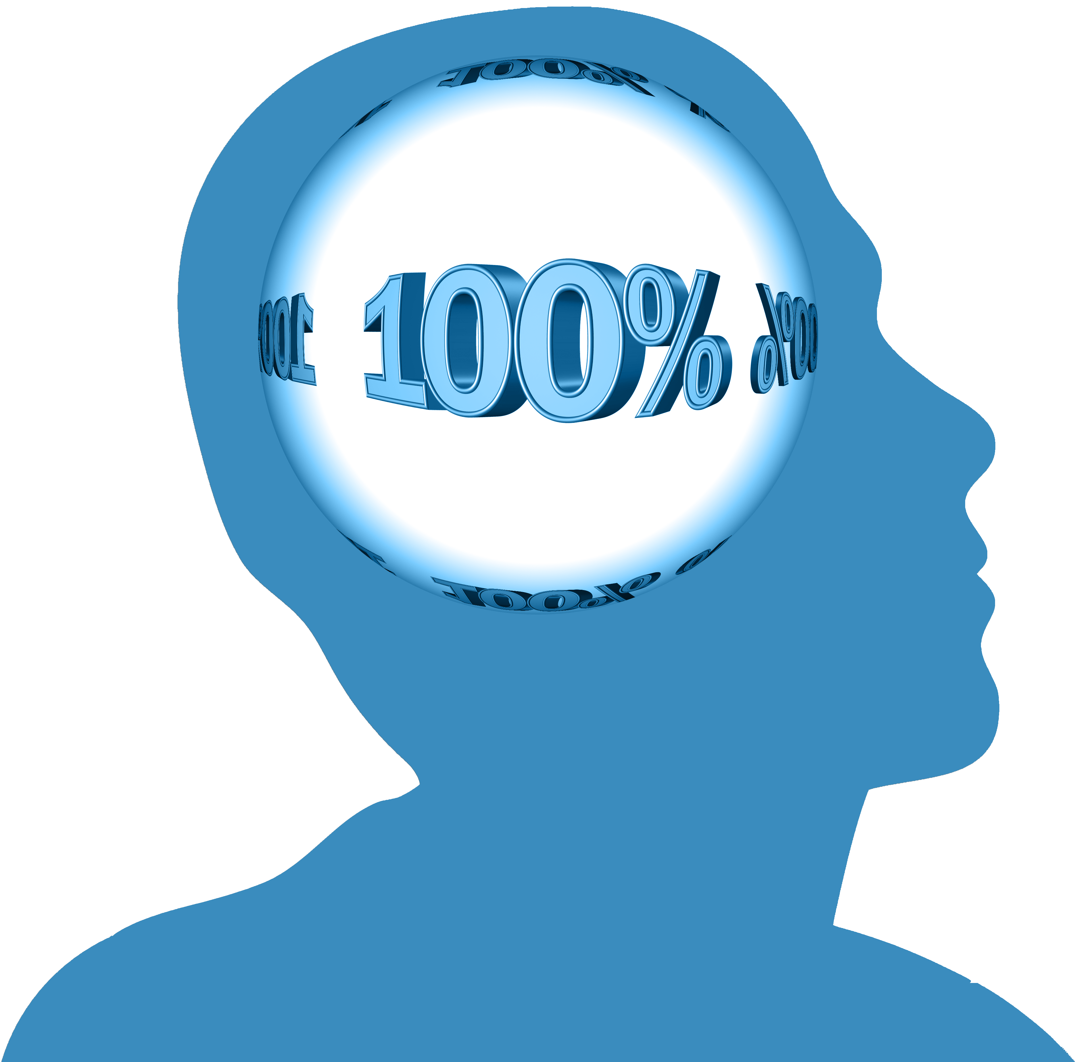 One hundred percent in human head free image download