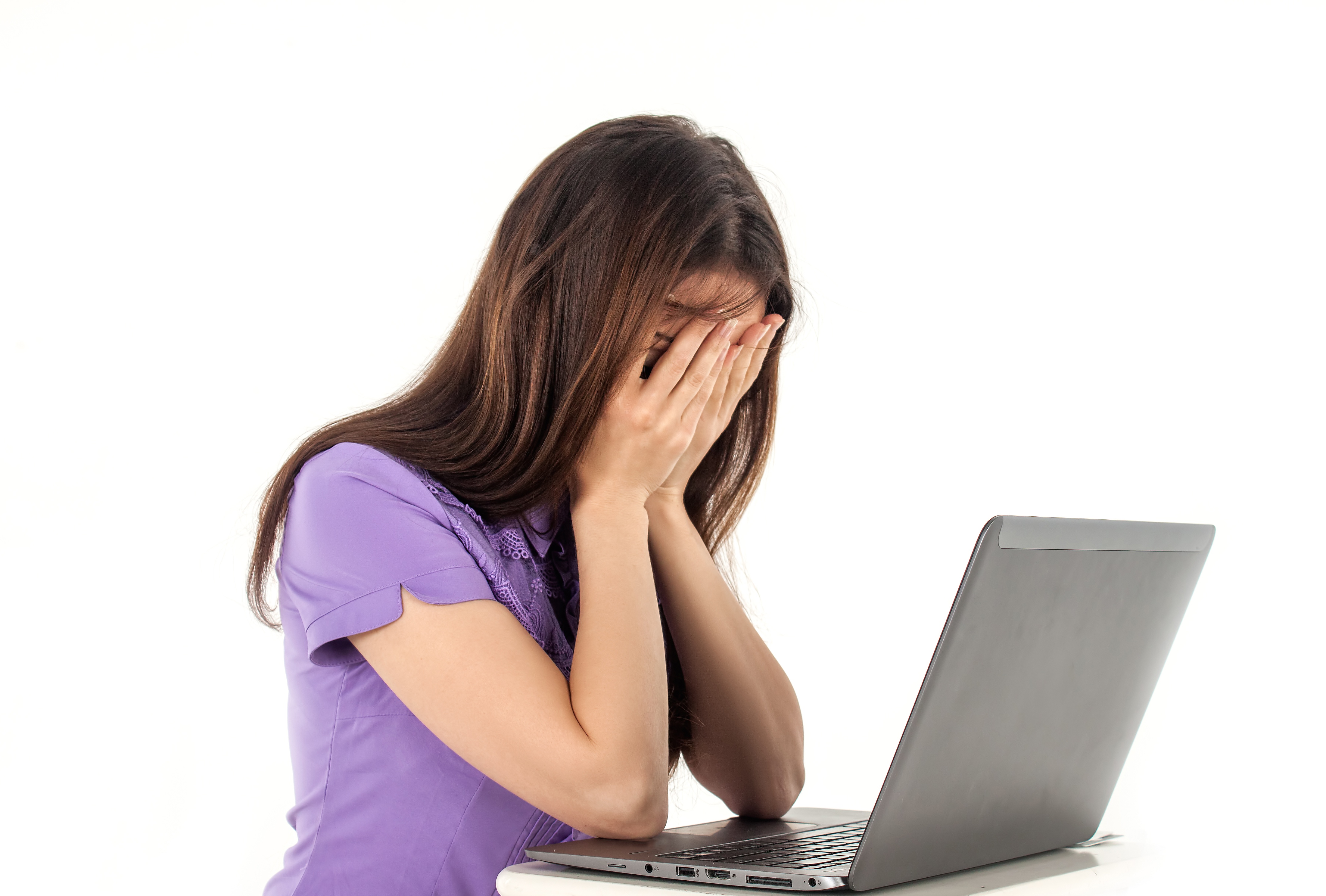 Girl Computer Notebook cry free image download