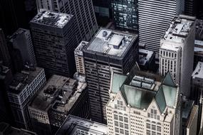 aerial view of skyscrapers in downtown