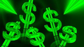 3d dollar symbols on black background