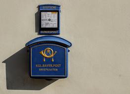 Blue and gold shield on the wall