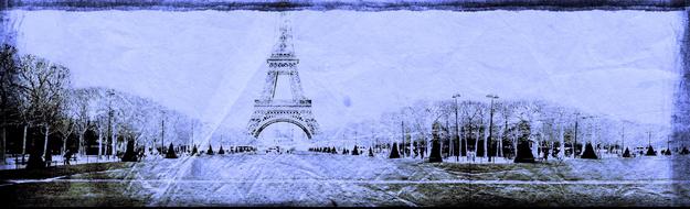 paris vintage landscape banner drawing