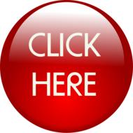 "Click here" sign on the round, 3d, red icon, at white background
