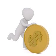 white figurine with dollar coin