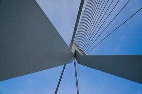 cable construction of Erasmus Bridge at sky, netherlands, Rotterdam