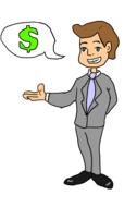 salesman, cheerful cartoon person