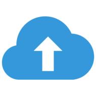 icon, white arrow up at blue cloud
