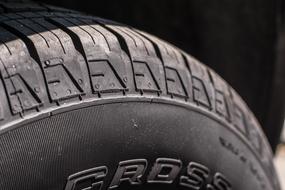 Black patterned car tire