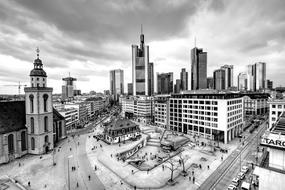 Citiyscape of Hauptwache, black and white, germany, Frankfurt