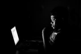 Black And White Businessman and Laptop