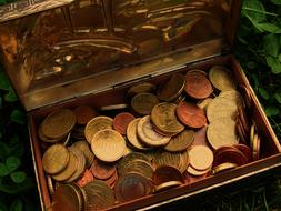 euro coins in box