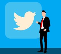 drawn businessman on social media background