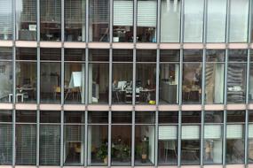 glass facade of a business building