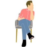 man sits on chair thinking, drawing