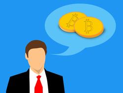 clipart of the drawn businessman thinks about cryptocurrency