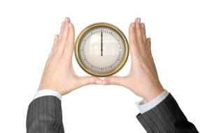 clipart of business management clock in a hands